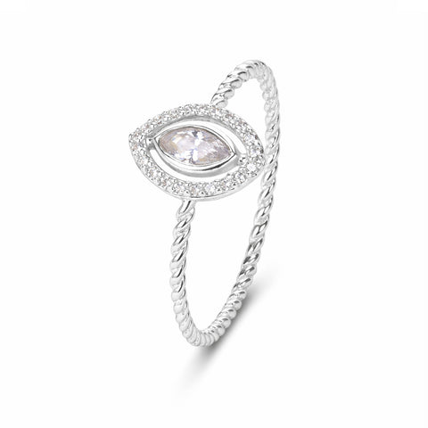 Mia Silver Zirconia Adjustable Ring