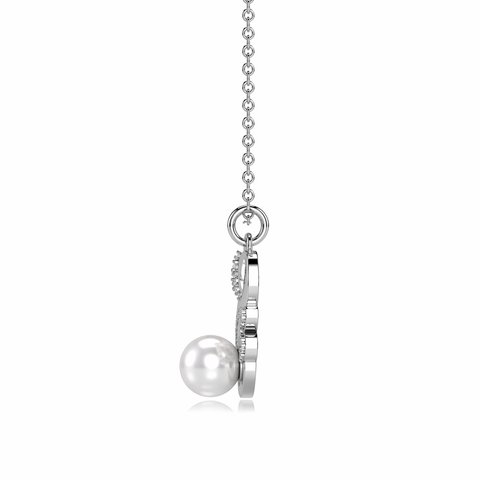 Zyra Silver  Pearl Necklace