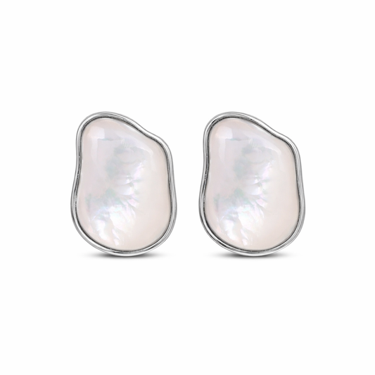 Roe Silver Shell Pearl Earrings