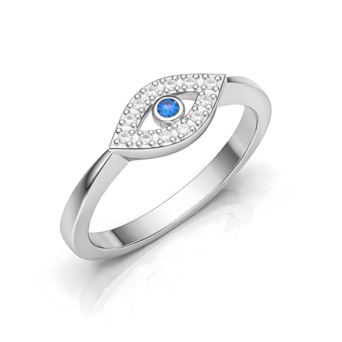 Veya Silver Adjustable Evil Eye Ring