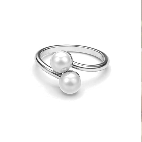 Anna Silver Pearl Adjustable Ring