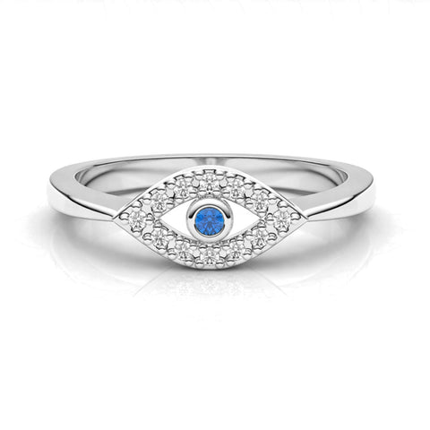 Veya Silver Adjustable Evil Eye Ring