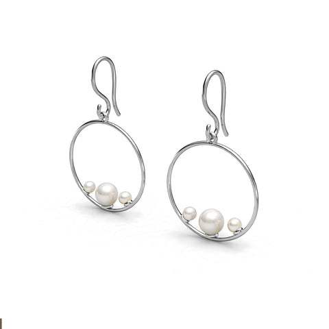 Aila Silver Synthetic Pearl Earrings