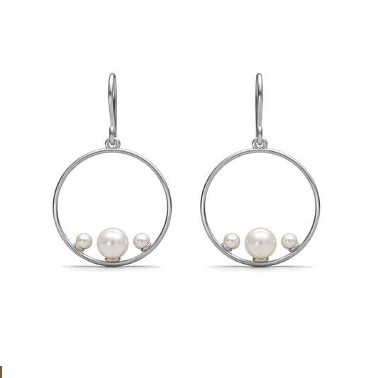 Aila Silver Synthetic Pearl Earrings