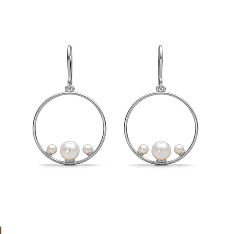 Aila Silver Synthetic Pearl Earrings