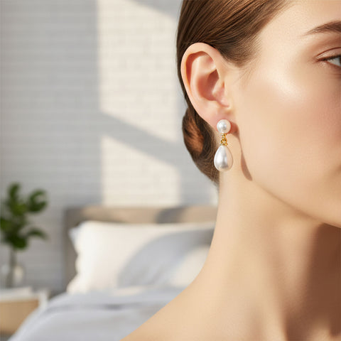 Ayla Silver Pearl Earrings