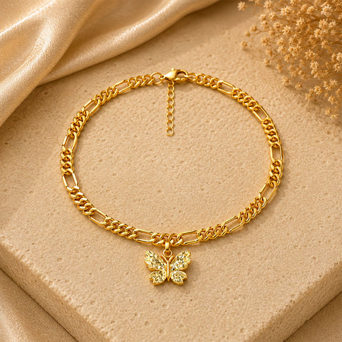 Elya Silver Butterfly Anklet
