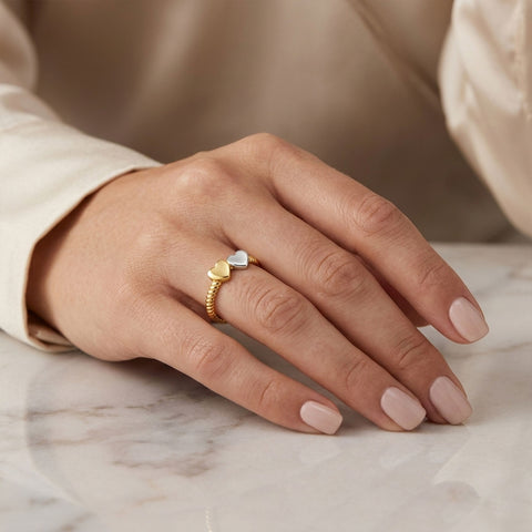 Kira Silver Adjustable Two Tone Ring