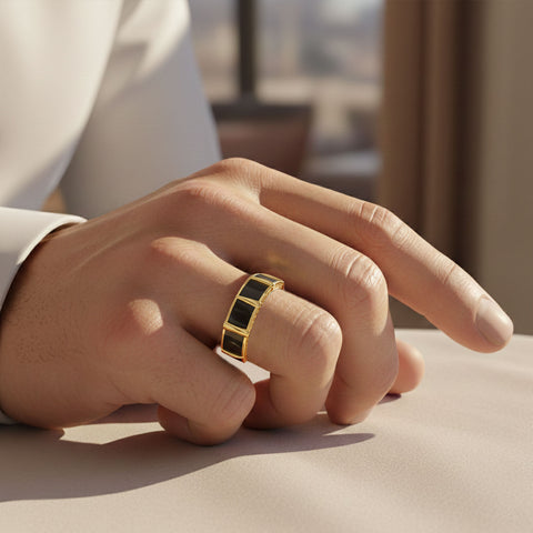 Cruz Silver Enamel Adjustable Ring