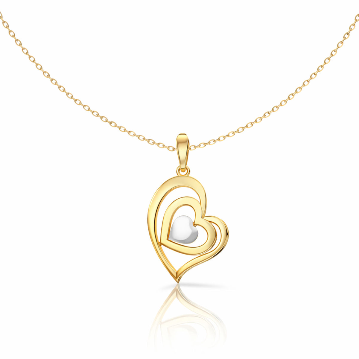 Jela Silver Two Tone Heart Necklace