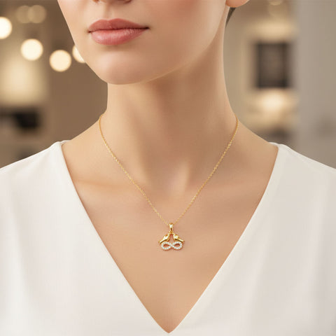 Cera Silver Zirconia Bird Necklace