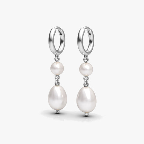 Anna Silver Dangle Pearl Earrings