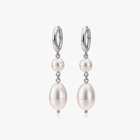 Anna Silver Dangle Pearl Earrings