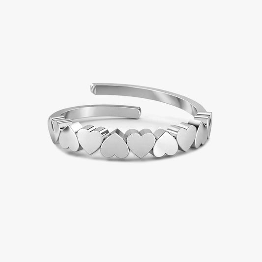 Meni Silver Heart Adjustable Ring