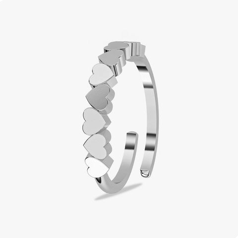 Meni Silver Heart Adjustable Ring