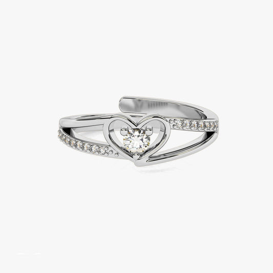Drea Silver Heart Zirconia Adjustable Ring