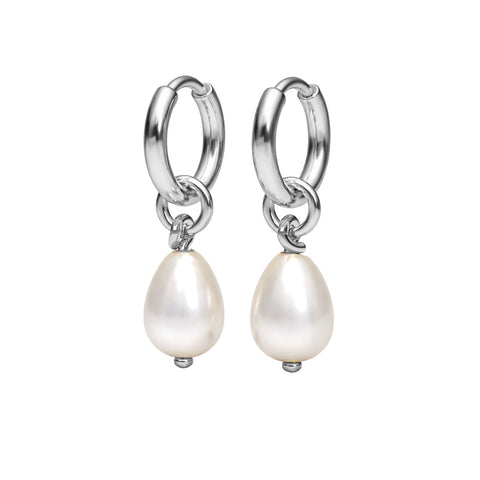 Kate Silver Round Pearl Earrings
