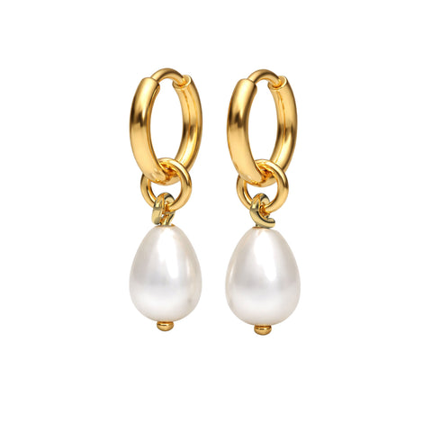 Kate Silver Round Pearl Earrings