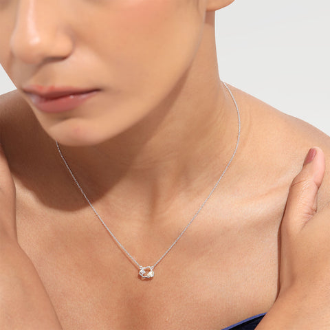 Zoe Sterling Silver White Cubic Zirconia Pearl Necklace