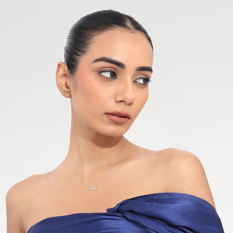 Zoe Sterling Silver White Cubic Zirconia Pearl Necklace