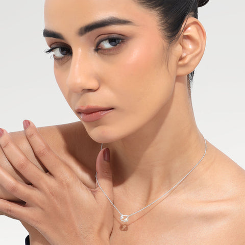 Zoe Sterling Silver White Cubic Zirconia Pearl Necklace