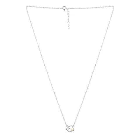 Zoe Sterling Silver White Cubic Zirconia Pearl Necklace